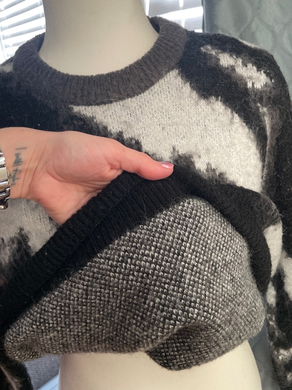 Zara Mens Brushed Textured Abstract Jacquard Sweater - Size M - Picture 3 of 8